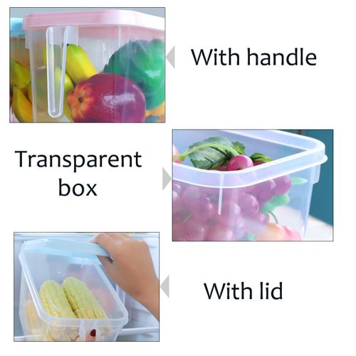 Kitchen Fridge Organizer Clear Storage Box Egg Fruit Food Container With Handle Clear