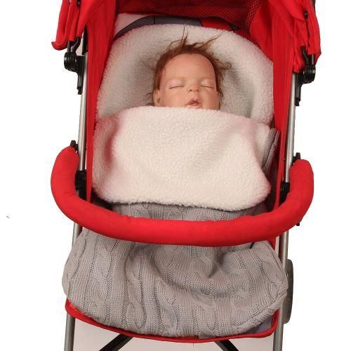 Thick Baby Swaddle Wrap Knit Envelope Sleeping Bagborn Infant Warm Bands Indoor Infant Stroller Sleeping Bag Light Grey