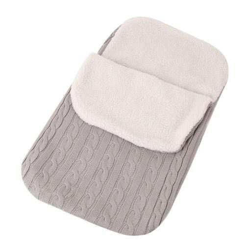 Thick Baby Swaddle Wrap Knit Envelope Sleeping Bagborn Infant Warm Bands Indoor Infant Stroller Sleeping Bag Light Grey