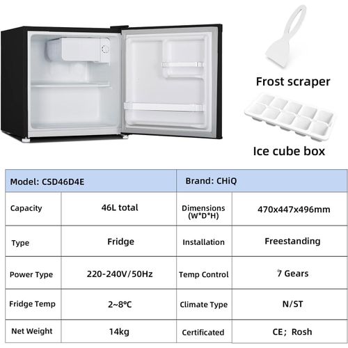 Chiq 60 Liters Mini Fridge E Energy Rating, Table Top Fridge, Compact Wine&Beers Cooling, Reversible Doors- 3 Years Warranty
