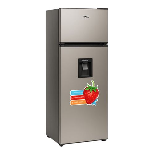 Pixel 280 Liters  Double Door Defrost Refrigerator With Water Dispenser -1 Year Warranty - Silver