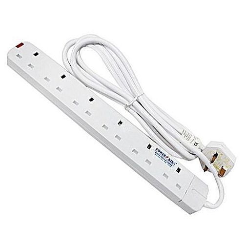 Power King 6 Way Extension Cable 3 Meter - White