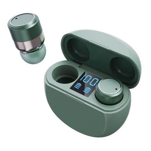 T18 Bluetooth Earphone Fingerprint Control In ear Type C Mini Headset LED Batttery Display Noise Reduction Waterproof Earbuds /green
