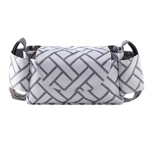 Universal Baby Stroller Organizer with Insulated Cup Holders for Smart Moms Diaper Storage Secure Straps Detachable Bag,Geometry NO5111
