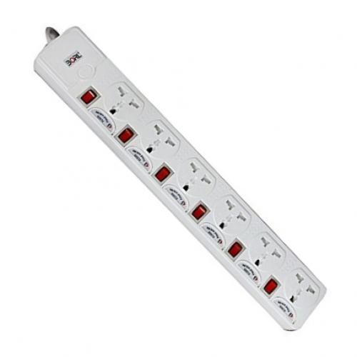 Borl 6 Way Power Extension - White.