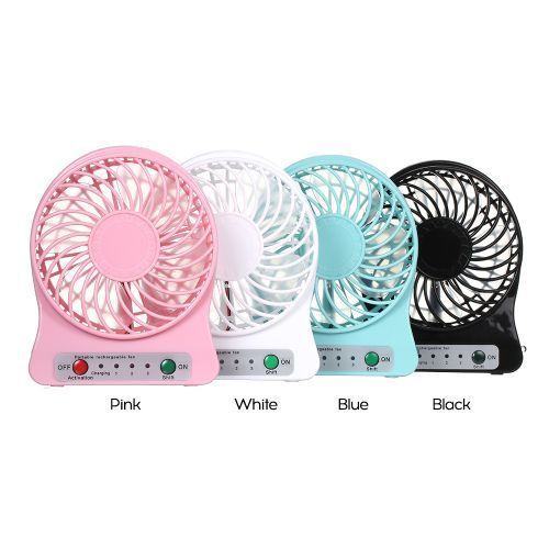Mini Desk USB Fan 3 Gears with Night Light Portable for