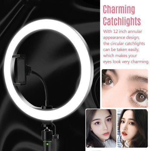 Other Ring 26cm/10inch Dimmable LED Studio Camera Ring Light Photo Phone Video Light Lamp with a Tripod Stand - Black/White