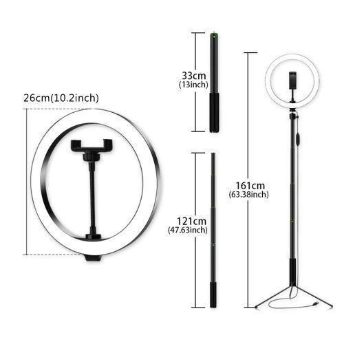 Other Ring 26cm/10inch Dimmable LED Studio Camera Ring Light Photo Phone Video Light Lamp with a Tripod Stand - Black/White