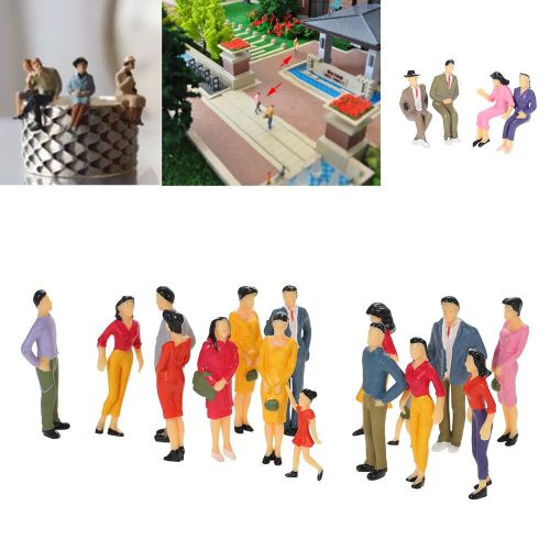 20 Pcs Scale 1:25 Building Layout Mix Painted Model People Train Street Passenger Figures NO5138