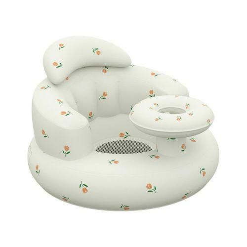 Inflatable Floor Baby Seat with Tray Built in Air Pump Blow Up Floor Baby Seat for Babies 3 Months  Up,Tray Tulips NO5234