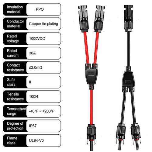 915 Generation Solar Y Branch Cable Connectors, for Solar Pane,Cable Plug T
