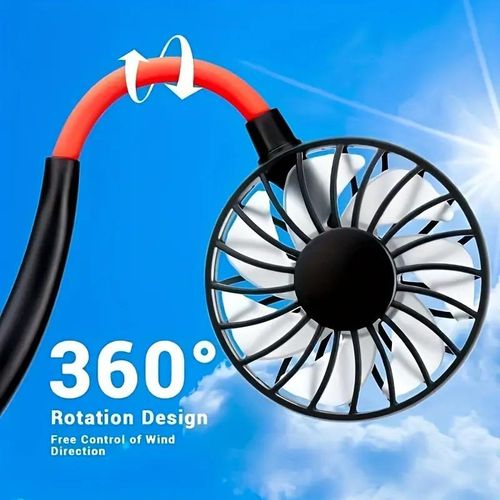 360° rotating neck-mounted electric fan 3-level adjustable portable USB fan
