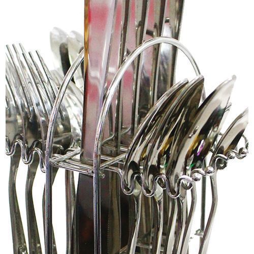 24 pieces Stainless Steel Cutlery with a stand - Silver