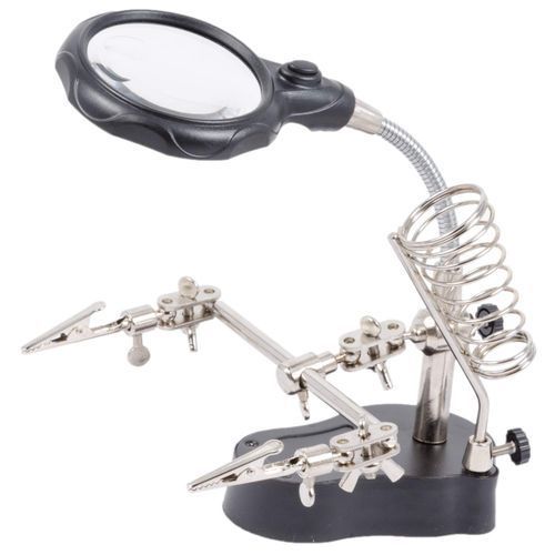 Table Lamp Magnifier LED Electroni Inspection Magnifiers - Silver