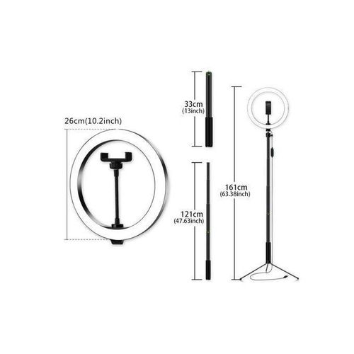 ing Full Set 26cm/10inch Dimmable LED Studio Camera Ring Light Photo Phone Video Light Lamp with a Tripod Stand - Black/White