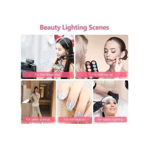 ing Full Set 26cm/10inch Dimmable LED Studio Camera Ring Light Photo Phone Video Light Lamp with a Tripod Stand - Black/White
