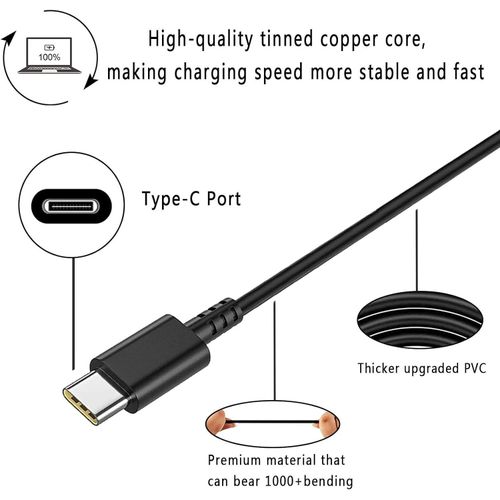 General 65W USB C Power adapter compatible With Lenovo Think Pad Yoga, HP chrome book, Dell XPS, ASUS, Acer, HUAWEI, Xiaomi, Samsung and more Type C Devices PD wall Laptop Power supply (Type C Charger)
