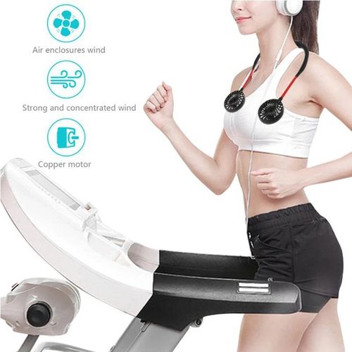 USB portable mini fan hands-free neck hanging sports fan 3-speed mini double fan with night light