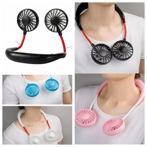 USB portable mini fan hands-free neck hanging sports fan 3-speed mini double fan with night light