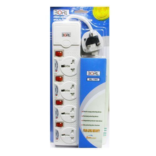 Borl 4 Ways Heavy Duty Extension Socket Surge Protected - White