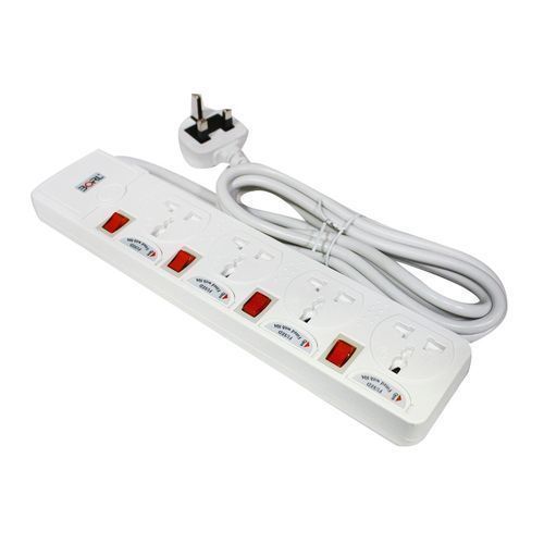 Borl 4 Ways Heavy Duty Extension Socket Surge Protected - White