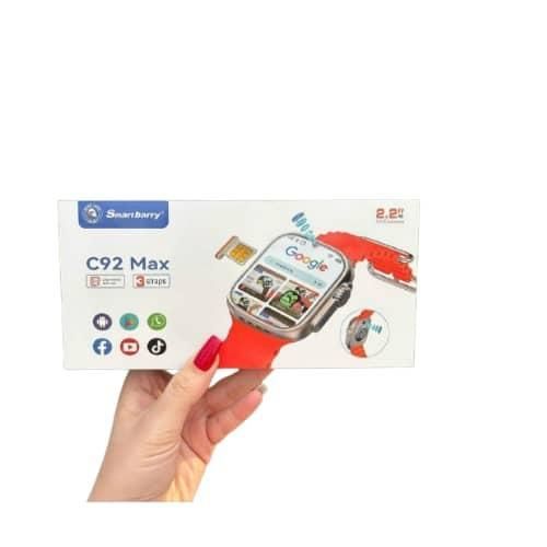 Smartbarry C92 Max Smart Watch 4G Network Android Smart Watch with 3 Straps 64GB Memory Support SIM Card and Google Play Facebook ,YouTube, Telegram,WhatsApp,TikTok Support All Apps as a Mobile Phone in Your Hand with 2 Camera for Taking Pictures