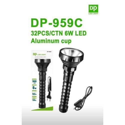Dp Super Bright Rechargeable Flashlight Torch - Black