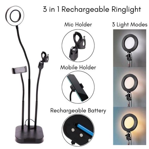 Ring light and mobile phone holder and microphone stand A15