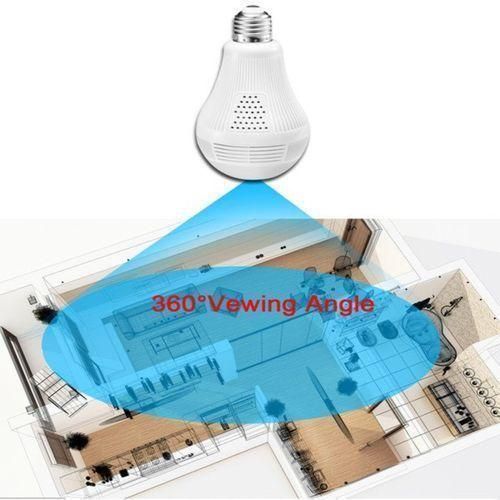 Wireless IP Wifi Panoramic Security CCTV Bulb Spy Camera Watch Your Home Full Time-White