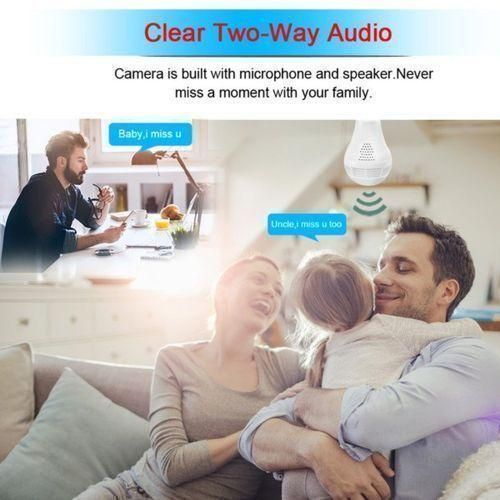Wireless IP Wifi Panoramic Security CCTV Bulb Spy Camera Watch Your Home Full Time-White
