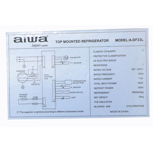 Aiwa 330L Double Door Refrigerator No Frost - Gray