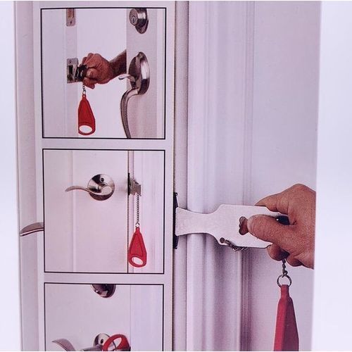 Divine Portable Safety Door Lock - Red & Silver