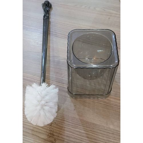 Shinny Toilet Brush With Holder - Gold