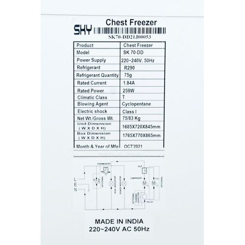 Sky Chest Freezer 700 Litres Gross -DD - White & Grey(1 YR WRTY)