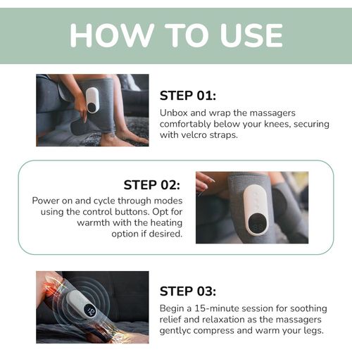 3-in-1 Leg Massager - Advanced System - Support for Legs and Feet Discomfort, Helps with Muscle Stiffness, Stimulates Natural Calf Wellness