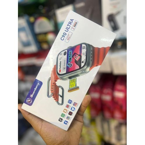 Smartbarry Premium C90 Ultra Smart Watch with 4G SIM Card, App Store Working, Google Maps, Facebook, YouTube, Android, Sports Features,Bluetooth Calling SIM Supported Extra Band- Multicolor