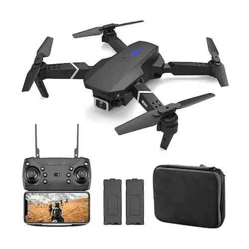 Quadcopter Pro Drone With 360-degree 4K HD Air Camera Small High Definition Wi-Fi 4 Axes Folding Real-time Image transmission Fixed Height Remote Control Pro Wifi Drone Gift Toys Dual Camera 2 Battery  - Multicolor