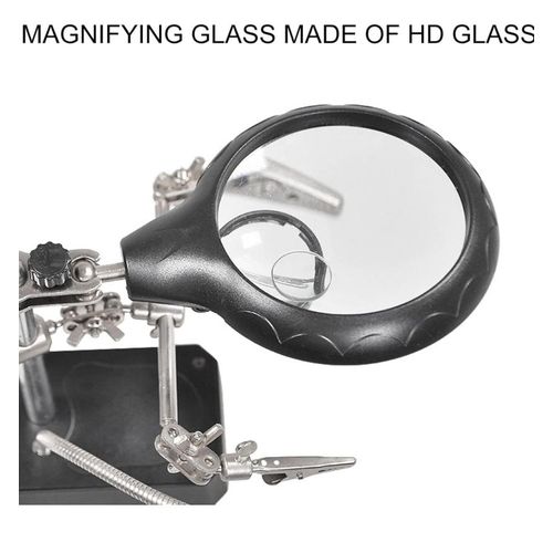 Magnifying Glass with Light and Stand, 10X Magnifying Lamp 2 in 1 LED Lighted Desk Magnifier with Light & Clamp -Black