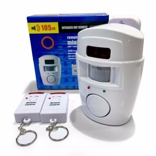 Wireless Remote Controlled Mini Alarm With IR Infrared Motion R Detector & 105dB Loud  For Home Security Anti-Theft - White