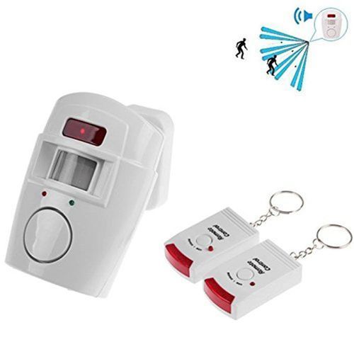 Wireless Remote Controlled Mini Alarm With IR Infrared Motion R Detector & 105dB Loud  For Home Security Anti-Theft - White