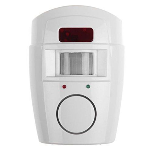 Wireless Remote Controlled Mini Alarm With IR Infrared Motion R Detector & 105dB Loud  For Home Security Anti-Theft - White