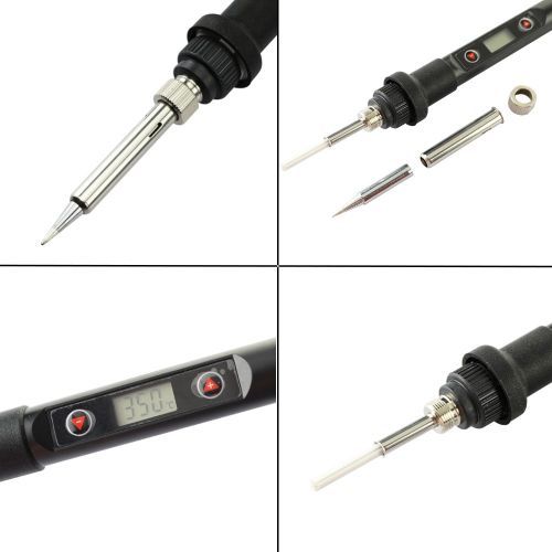 80W LCD Digital Display Temperature Adjustable 220V EU Electric Soldering Iron Set Soldering Repair Kit - Black