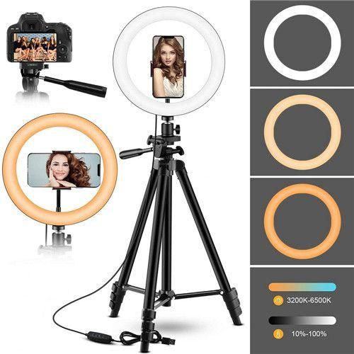 Mobile Phone Camera Tripod With 10 Inch LED Ring Light Photography Bulb Ring