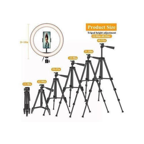Mobile Phone Camera Tripod With 10 Inch LED Ring Light Photography Bulb Ring