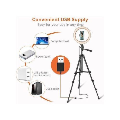 Mobile Phone Camera Tripod With 10 Inch LED Ring Light Photography Bulb Ring