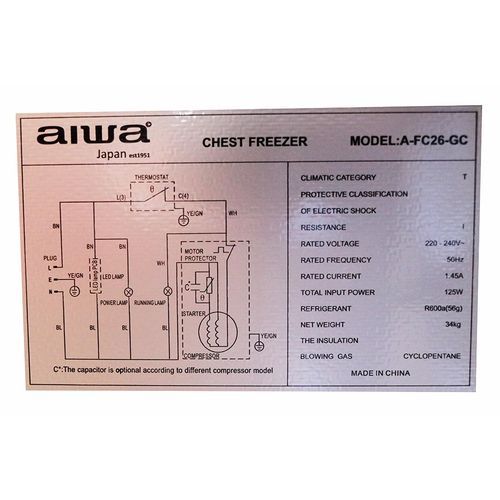 Aiwa 260 Litres Chest Freezer - Grey(3YRS WRTY)