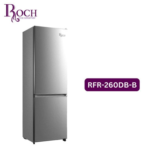 Roch  260 Liters Double Door Top Freezer Defrost Fridge &ndash; Silver(2YRS WRTY)