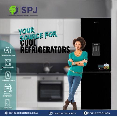 SPJ 429 Litres Double Door Refrigerator - Black
