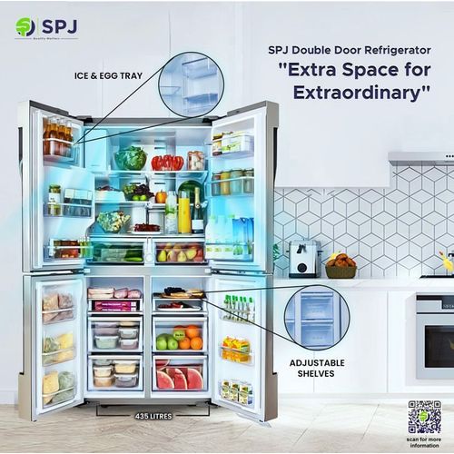 SPJ 559L 4 Door Elegant Glass Finish Refrigerator With Water Dispenser - Silver