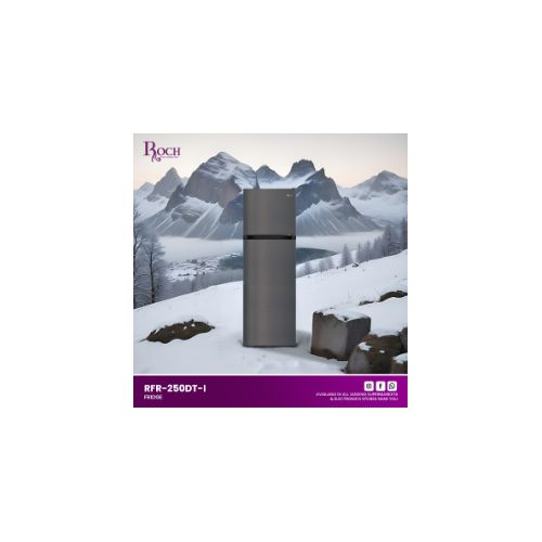 Roch 250 Liters Double Door Top Freezer Defrost Fridge – Silver(2YRS WRTY)
